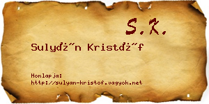 Sulyán Kristóf névjegykártya